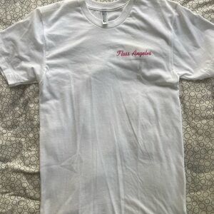 American Apparel White Short Sleeve Tee with Pink Accents